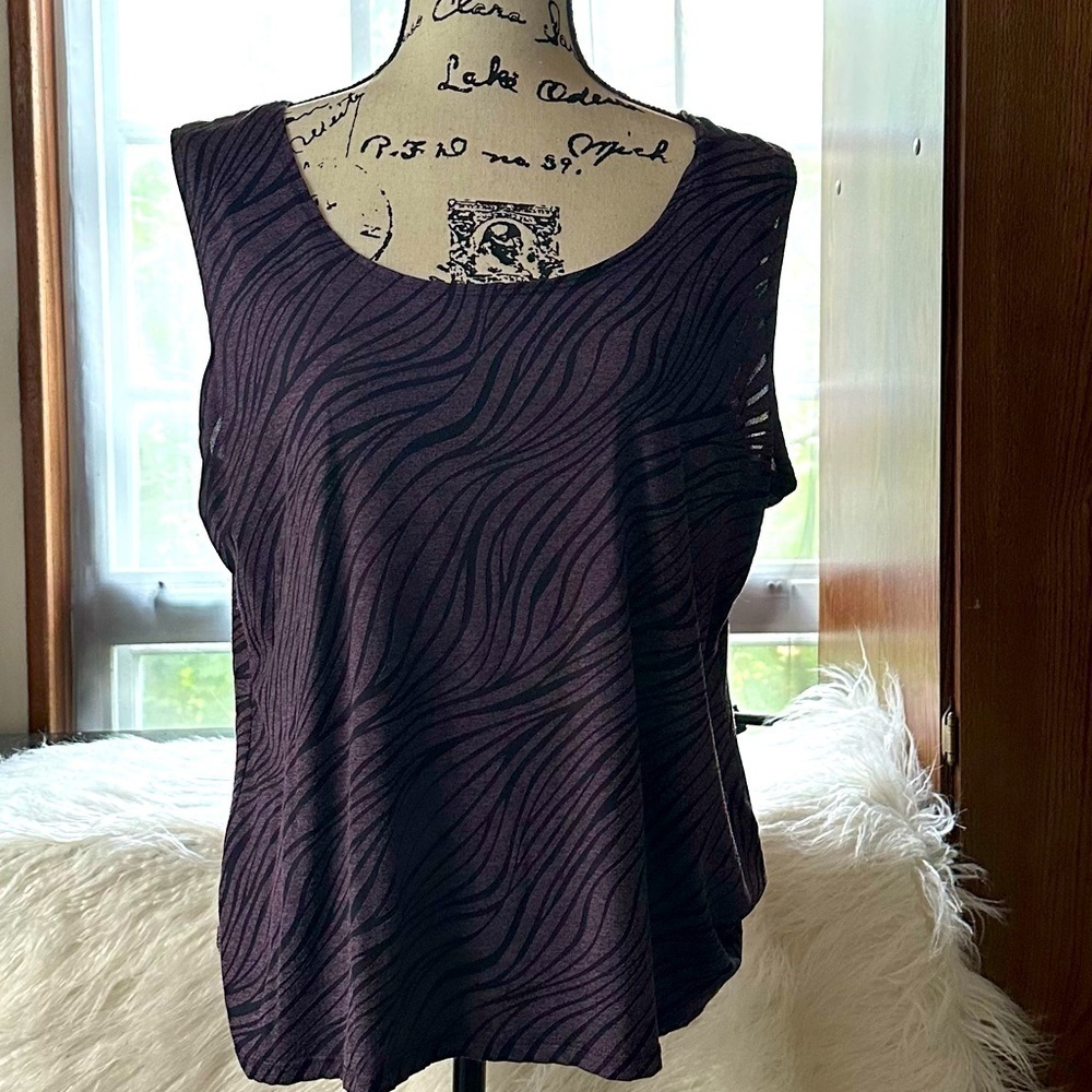 Purple and Black Zebra Print Tank Top by Softworks XXL stretch knit fabric